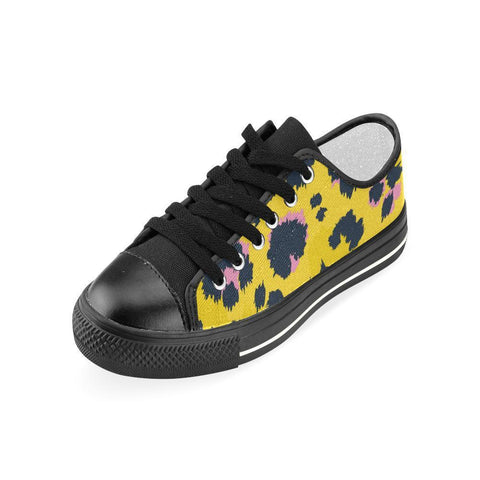 Image of Yellow Cheetah Print Womens Low Top Sneakers, Streetwear, Hippie, Spiritual, High Quality,Handmade