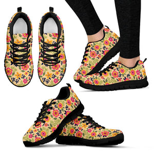 Yellow Colorful Floral Custom Shoes, Kids Shoes, Colorful,Artist Athletic Sneakers,Kicks Sports Wear, Low Top Shoes, Shoes,Training Shoes