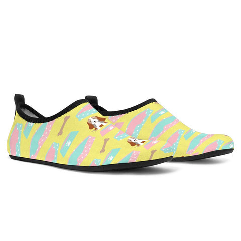 Image of Yellow Colorful Puppy Water Slip On Shoes,Top Shoes,Training Shoes, Casual Shoes, Womens, Athletic Sneakers,Kicks Sports Wear, Low Tops