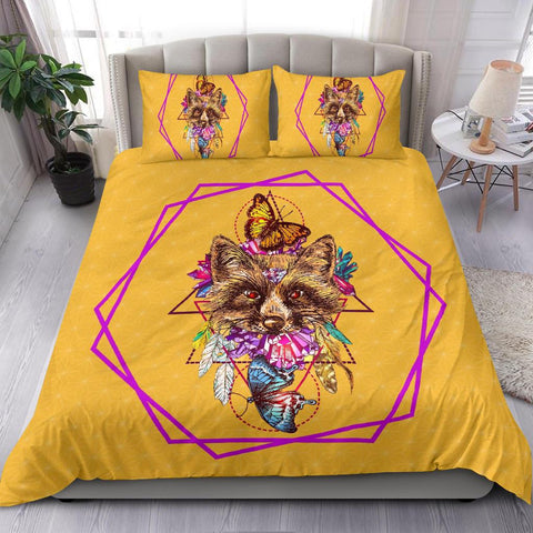 Image of Yellow Crystal Fox Bedding Coverlet, Bed Room, Doona Cover, Comforter Cover, Twin Duvet Cover,Multi Colored,Quilt Cover,Bedroom Set,Bedding