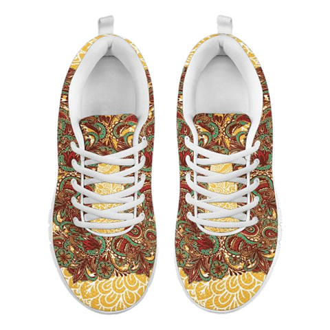 Image of Yellow Multicolored Paisley Casual Shoes, Kids Shoes, Custom Shoes, Colorful,Artist Shoes,Running Low Top Shoes, Shoes,Training Shoes