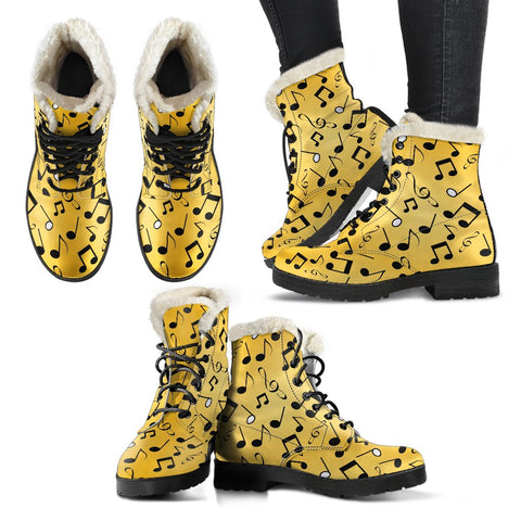 Image of Yellow Music Notes Custom Boots,Boho Chic boots,Spiritual Classic Boot,Rain Boots,Hippie,Combat Style Boots,Emo Punk Boots,Goth Winter Boots