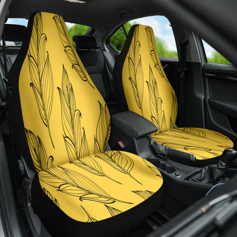 Image of Bohemian Car Decor, Indigenous Art Seat Covers, Yellow Native Feather Design,