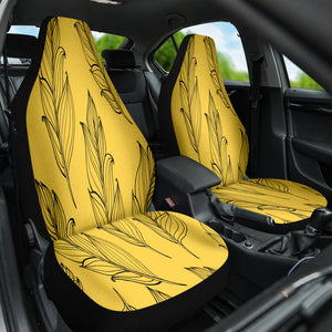 Bohemian Car Decor, Indigenous Art Seat Covers, Yellow Native Feather Design,