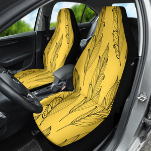Bohemian Car Decor, Indigenous Art Seat Covers, Yellow Native Feather Design,