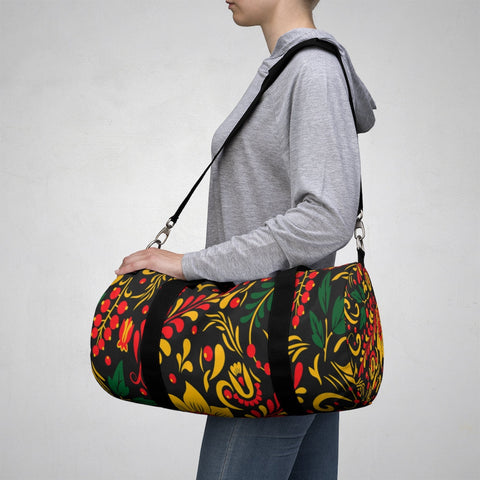 Image of Yellow Red And Green Floral Duffel Bag, Weekender Bags/ Baby Bag/ Travel Bag/