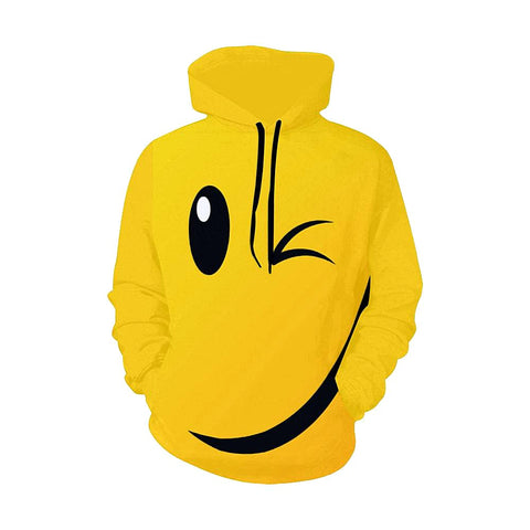 Image of Yellow Smiley Face Womens Hoodie, Bright Colorful, Fashion Wear,Fashion Clothes,Spiritual, Handmade