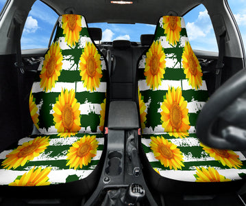 Green, Yellow Sunflower Car Seat Covers, Nature,Inspired Front Protectors,