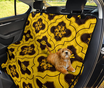 Yellow Mandala Pattern Abstract Art Car Seat Covers, Backseat Pet Protectors,