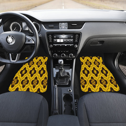 Image of Yellow mandala pattern Car Mats Back/Front, Floor Mats Set, Car Accessories