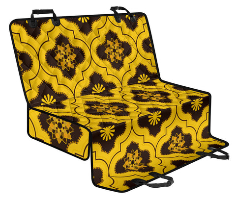 Image of Yellow Mandala Pattern Abstract Art Car Seat Covers, Backseat Pet Protectors,