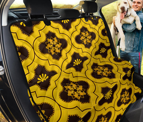 Image of Yellow Mandala Pattern Abstract Art Car Seat Covers, Backseat Pet Protectors,