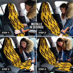 Yellow Mandala Design Car Seat Covers, Front Seat Protectors,