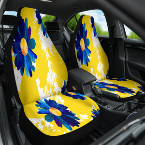 Yellow Watercolor Floral Car Seat Covers, Artistic Front Seat Protectors,
