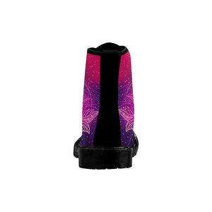 Yogi Lotus Pink Purple Galaxy Womens Boots,Comfortable Boots,Decor Womens Boots,Combat Boots Combat