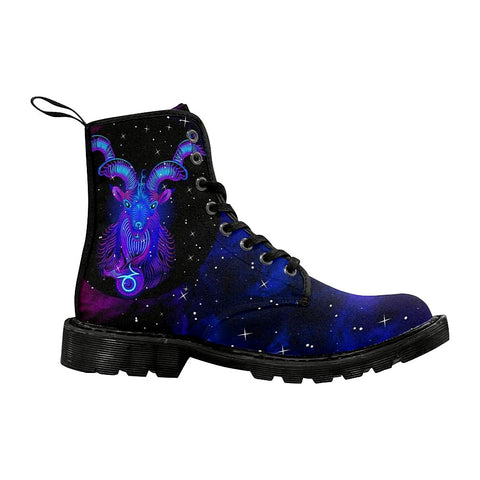 Image of Zodiac Capricorn Womens Lolita Combat Boots,Hand Crafted,Multi Colored Boots,Streetwear