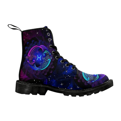 Image of Zodiac Pisces Womens Rain Boots,Hippie,Combat Style Boots,Emo Punk Boots,Goth Winter Boots,Casual Boots