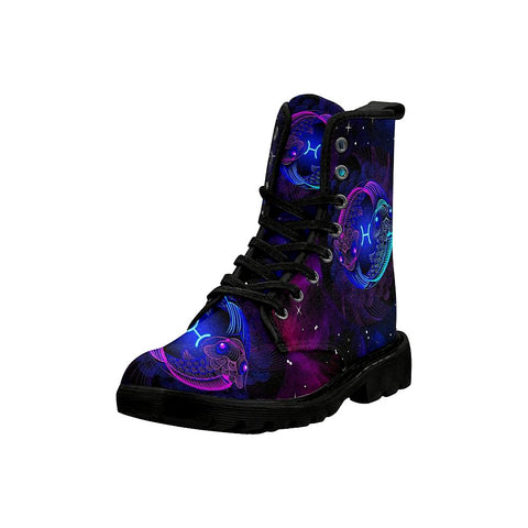 Image of Zodiac Pisces Womens Rain Boots,Hippie,Combat Style Boots,Emo Punk Boots,Goth Winter Boots,Casual Boots