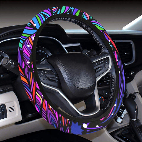 Image of Colorful Floral Mandala Boho Chic Steering Wheel Cover, Car Accessories, Car