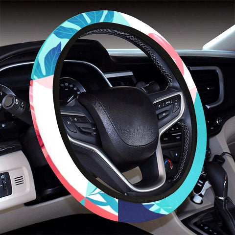 Image of Tropical Beach Leaves Vibe Steering Wheel Cover, Car Accessories, Car