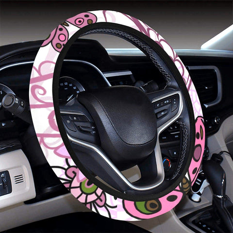 Image of Purple And Pink Spring Flowers Steering Wheel Cover, Car Accessories, Car