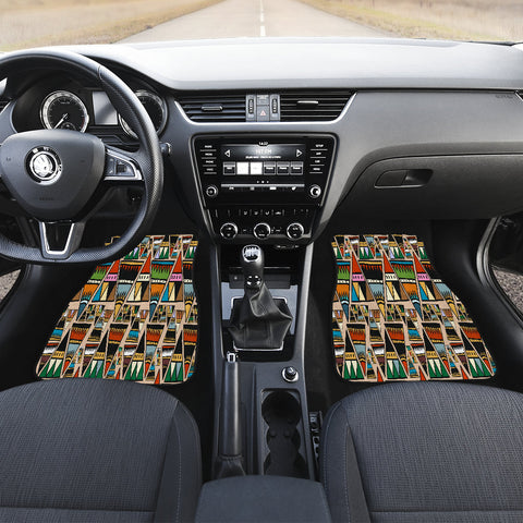 Image of abstract Triangle tribal Patterns Car Mats Back/Front, Floor Mats Set, Car
