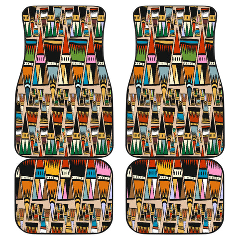 Image of abstract Triangle tribal Patterns Car Mats Back/Front, Floor Mats Set, Car