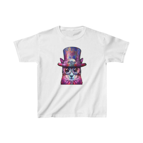 Image of Steampunk Multicolored To Hat Cat Kids Heavy Cotton Tshirt
