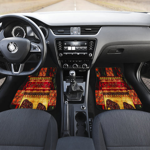 Image of african pattern grunge print Car Mats Back/Front, Floor Mats Set, Car
