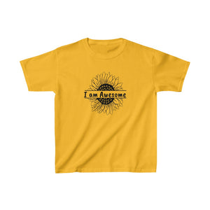I Am Awesome Sunflower Kids Heavy Cotton Tshirt
