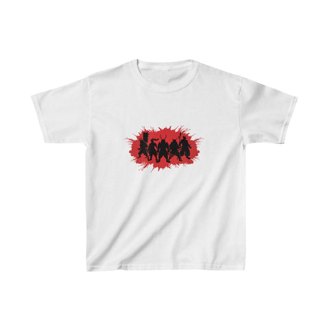 Image of Red And Black Ninja Samurai Warriors Kids Heavy Cotton Tshirt