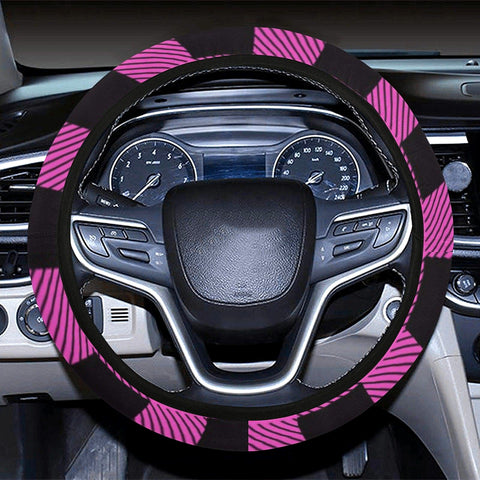 Image of Pink And Black Plaid Steering Wheel Cover, Car Accessories, Car decoration,