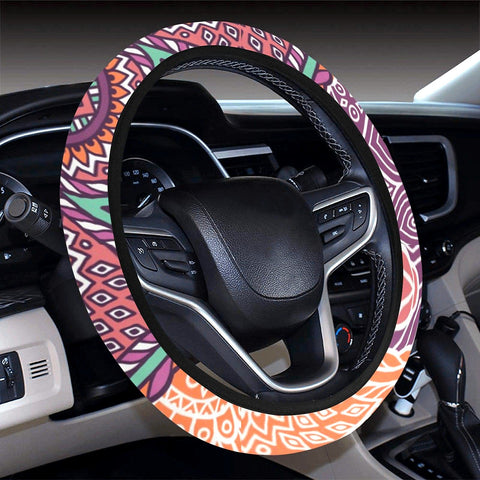Image of Colorful Floral Mandalas Steering Wheel Cover, Car Accessories, Car decoration,