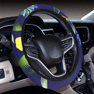 Yellow Roses Flowers Floral Blue Steering Wheel Cover, Car Accessories, Car