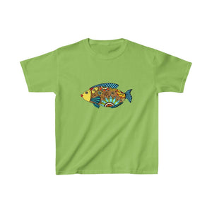 Colorful Mandala Fish Kids Heavy Cotton Tshirt