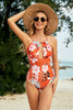 Floral Scoop Neck Cutout One Piece Swimsuit Bikini