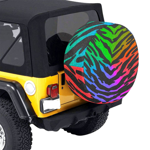 Rainbow Gradient Tiger Print Camouflage Spare Tire Cover, Car Accessories, -Camper-Trailer SUV/Sedan 30/32/34