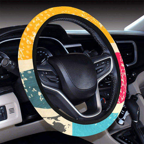 Image of Red Yellow Triangles Abstract Art Steering Wheel Cover, Car Accessories, Car