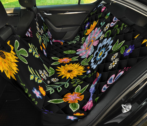 Image of Birds & Flowers Patterned Car Seat Covers , Abstract Floral Art, Backseat Pet