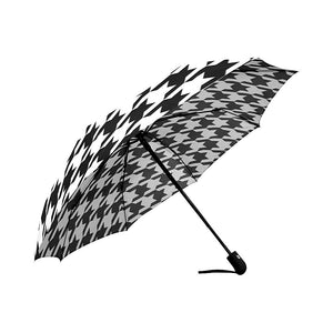 black and white houndstooth classic pattern Auto-Foldable Umbrella (Model U04)