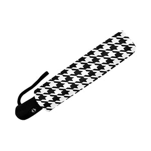 black and white houndstooth classic pattern Auto-Foldable Umbrella (Model U04)