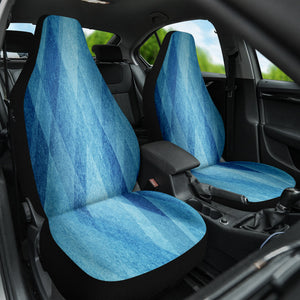 Abstract Blue Pattern Car Seat Covers, Pair of Front Seat Protectors, Car