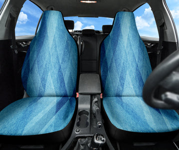 Abstract Blue Pattern Car Seat Covers, Pair of Front Seat Protectors, Car