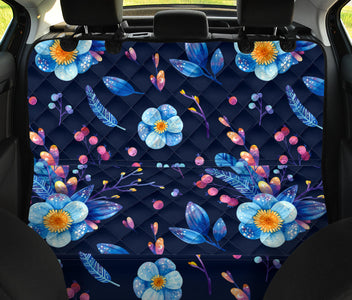 Blue Purple Floral Design , Abstract Art Car Back Seat Pet Covers, Stylish