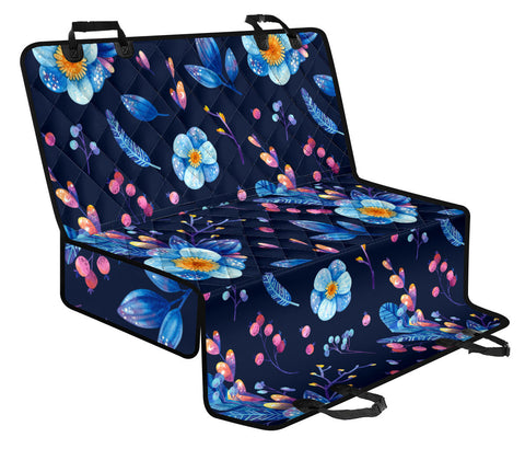Image of Blue Purple Floral Design , Abstract Art Car Back Seat Pet Covers, Stylish