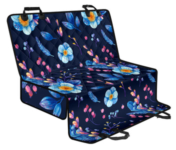 Blue Purple Floral Design , Abstract Art Car Back Seat Pet Covers, Stylish