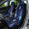 Blue & Purple Floral Flowers Car Seat Covers, Front Seat Protectors Pair, Auto