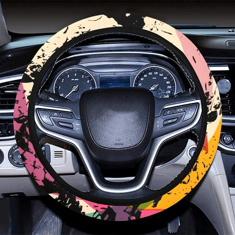 Image of Abstract Snake Skin Orange Red Steering Wheel Cover, Car Accessories, Car