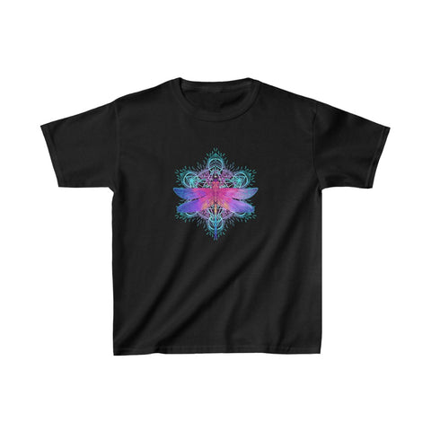 Image of Multicolored Gradient Mandala Dragonfly Kids Heavy Cotton™ Tee