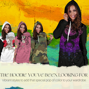 Crystal Fox, Hoodie Dress, Sweatshirt Dress, Women'S Hippie, Cosmic Vibrant,